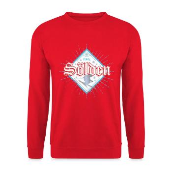 Sölden in Tirol Retro Skifahrer Vintage Skiurlaub - Unisex Pullover - Rot - Vorne - Alina (178cm) & Michal (187cm)
