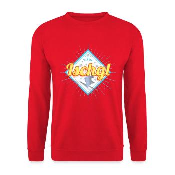 Ischgl in Tirol Österreich Skifahrer Souvenir - Unisex Pullover - Rot - Vorne - Alina (178cm) & Michal (187cm)