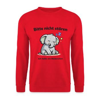 Bitte nicht stören, ich halte ein Nickerchen - Unisex Pullover - Rot - Vorne - Alina (178cm) & Michal (187cm)