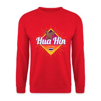 Hua Hin Vintage Sonnenuntergang Thailand Souvenir - Unisex Pullover - Rot - Vorne - Alina (178cm) & Michal (187cm)