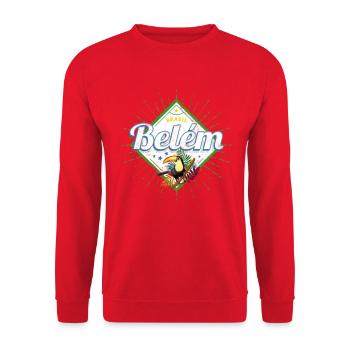 Belem in Para Brasilien mit Retro Tukan Souvenir - Unisex Pullover - Rot - Vorne - Alina (178cm) & Michal (187cm)