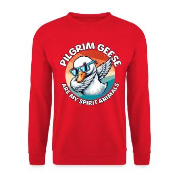 Drôles de proverbes de l’oie pèlerine - Sweat-shirt Unisexe - rouge - Devant - Alina (178cm) & Michal (187cm)
