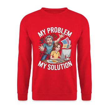 Designer d’impression, mon problème, ma maman de pictogrammes, papa. - Sweat-shirt Unisexe - rouge - Devant - Alina (178cm) & Michal (187cm)