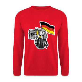 Berlin Melancholy with Banana - Unisex Sweatshirt - red - Front - Alina (178cm) & Michal (187cm)