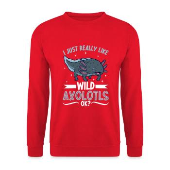 J’adore mon axolotl sauvage - Sweat-shirt Unisexe - rouge - Devant - Alina (178cm) & Michal (187cm)