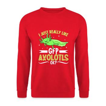 I love my GFP Axolotl - Unisex Sweatshirt - red - Front - Alina (178cm) & Michal (187cm)