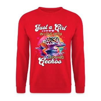 Mädchen Leopardgecko - Unisex Pullover - Rot - Vorne - Alina (178cm) & Michal (187cm)