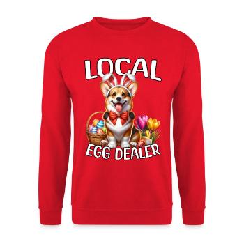Local Egg Dealer Corgi - Unisex Pullover - Rot - Vorne - Alina (178cm) & Michal (187cm)
