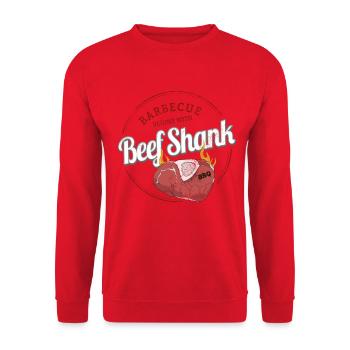 Beef Shank Barbecue Rinderhaxe Vintage BBQ Design - Unisex Pullover - Rot - Vorne - Alina (178cm) & Michal (187cm)