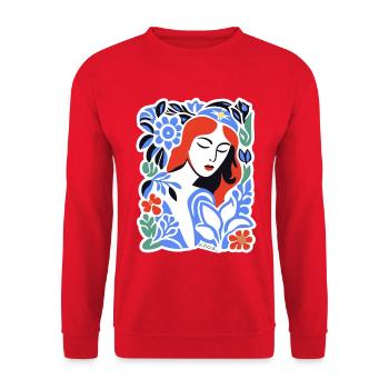 Blue Florals Portrait - Unisex Sweatshirt - red - Front - Alina (178cm) & Michal (187cm)