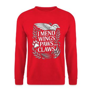 Wildlife Vet I Mend Wings Paws And Veterinary - Unisex Pullover - Rot - Vorne - Alina (178cm) & Michal (187cm)