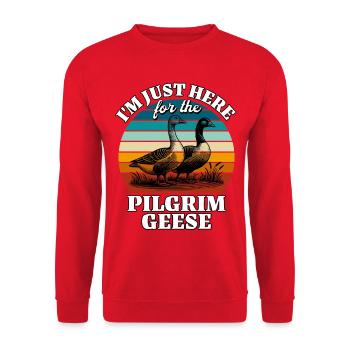 Drôles de proverbes de l’oie pèlerine - Sweat-shirt Unisexe - rouge - Devant - Alina (178cm) & Michal (187cm)
