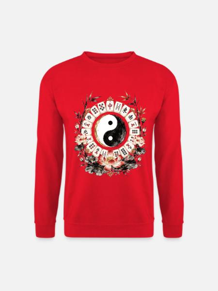 Yin Yang Mahjong Lover Mahjong Player - Unisex Sweatshirt - red