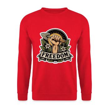 Emblème du Poing de la Liberté avec pelle - Sweat-shirt Unisexe - rouge - Devant - Alina (178cm) & Michal (187cm)