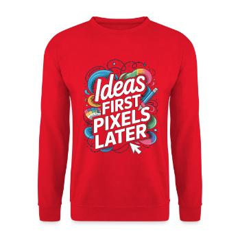 Graphic Designer Ideas First Pixels Visual Artist - Unisex Pullover - Rot - Vorne - Alina (178cm) & Michal (187cm)