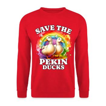 Canard latéré Sauve le canard Pekin - Sweat-shirt Unisexe - rouge - Devant - Alina (178cm) & Michal (187cm)