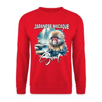 Japanese Macaque Girl Japanese Macaque - Unisex Sweatshirt - red - Front - Alina (178cm) & Michal (187cm)