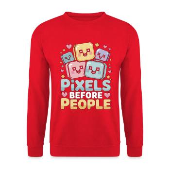 Graphic Designer Pixels Before Branding Designer - Unisex Sweatshirt - red - Front - Alina (178cm) & Michal (187cm)