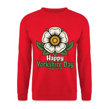 Joyeuse Journée du Yorkshire 1er août 1759 Rose Blanche - Sweat-shirt Unisexe - rouge - Devant - Alina (178cm) & Michal (187cm)