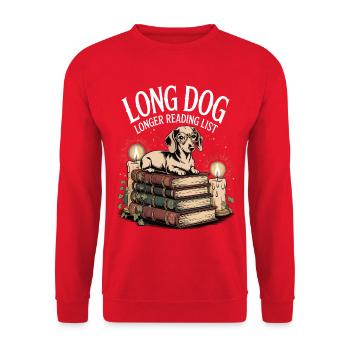 Lese Dackel - Unisex Pullover - Rot - Vorne - Alina (178cm) & Michal (187cm)