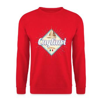 Cagliari in Sardinien Italien mit Segelschiff - Unisex Pullover - Rot - Vorne - Alina (178cm) & Michal (187cm)