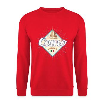 Como in der Lombardei Italien Retro Souvenir - Unisex Pullover - Rot - Vorne - Alina (178cm) & Michal (187cm)