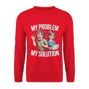 Graphiste : mon problème, ma maman pictogramme, papa. - Sweat-shirt Unisexe - rouge - Devant - Alina (178cm) & Michal (187cm)