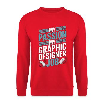 Graphic Designer My Passion My Visual Designer - Unisex Pullover - Rot - Vorne - Alina (178cm) & Michal (187cm)
