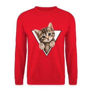 Kitten in the triangle - Unisex Sweatshirt - red - Front - Alina (178cm) & Michal (187cm)