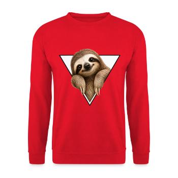 Faultier im Dreiecksdesign - Unisex Pullover - Rot - Vorne - Alina (178cm) & Michal (187cm)