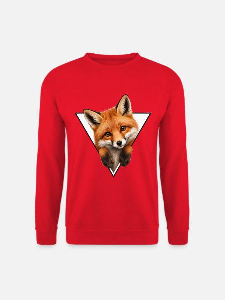 Fuchs im Dreieck-Illustration - Unisex Pullover - Rot