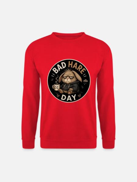 Bad Hare Day Grumpy Bunny - Unisex Sweatshirt - red