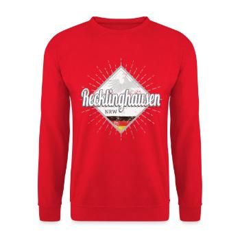 Recklinghausen Stadt in Deutschland NRW Souvenir - Unisex Pullover - Rot - Vorne - Alina (178cm) & Michal (187cm)
