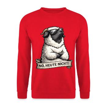Nö Heute Nicht Walliser Schwarznasenschaf Lustig - Unisex Pullover - Rot - Vorne - Alina (178cm) & Michal (187cm)