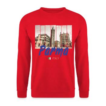 Parma Emilia-Romagna in Italien Vintage Souvenir - Unisex Pullover - Rot - Vorne - Alina (178cm) & Michal (187cm)