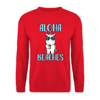 Cool Unicorn Beach Vacation Summer Aloha Beaches - Unisex Sweatshirt - red - Front - Alina (178cm) & Michal (187cm)