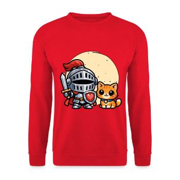 Chat mignon et chevalier Faire Rédon Médiévale - Sweat-shirt Unisexe - rouge - Devant - Alina (178cm) & Michal (187cm)