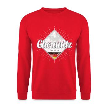 Chemnitz Stadt in Deutschland Sachsen Souvenir - Unisex Pullover - Rot - Vorne - Alina (178cm) & Michal (187cm)