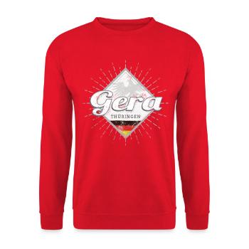 Gera Stadt in Deutschland Thüringen Souvenir - Unisex Pullover - Rot - Vorne - Alina (178cm) & Michal (187cm)