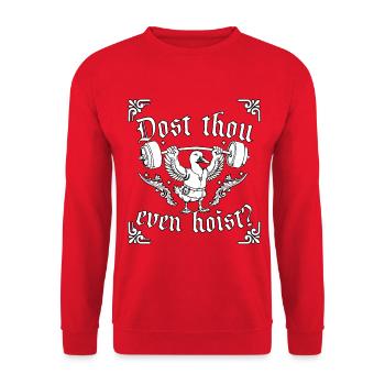 Est-ce que tu soulèves même l’oie chevalier médiévale - Sweat-shirt Unisexe - rouge - Devant - Alina (178cm) & Michal (187cm)