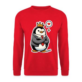 Gekrönter Pinguin - Unisex Pullover - Rot - Vorne - Alina (178cm) & Michal (187cm)
