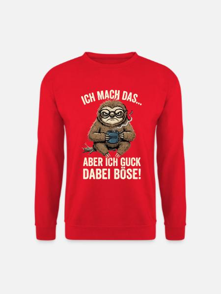Faultier Böser Blick Kaffee - Unisex Pullover - Rot