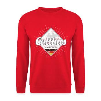 Cottbus Stadt in Deutschland Brandenburg Souvenir - Unisex Pullover - Rot - Vorne - Alina (178cm) & Michal (187cm)