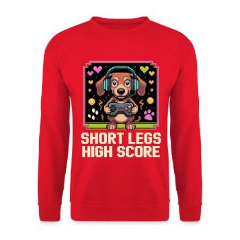 Short Legs High Score - Unisex Pullover - Rot - Vorne - Alina (178cm) & Michal (187cm)
