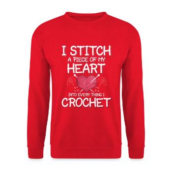 Je crochète avec un cœur qui fait des phrases drôles - Sweat-shirt Unisexe - rouge - Devant - Alina (178cm) & Michal (187cm)