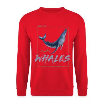 Whale Protects the Whales and the Sea Design - Unisex Sweatshirt - red - Front - Alina (178cm) & Michal (187cm)