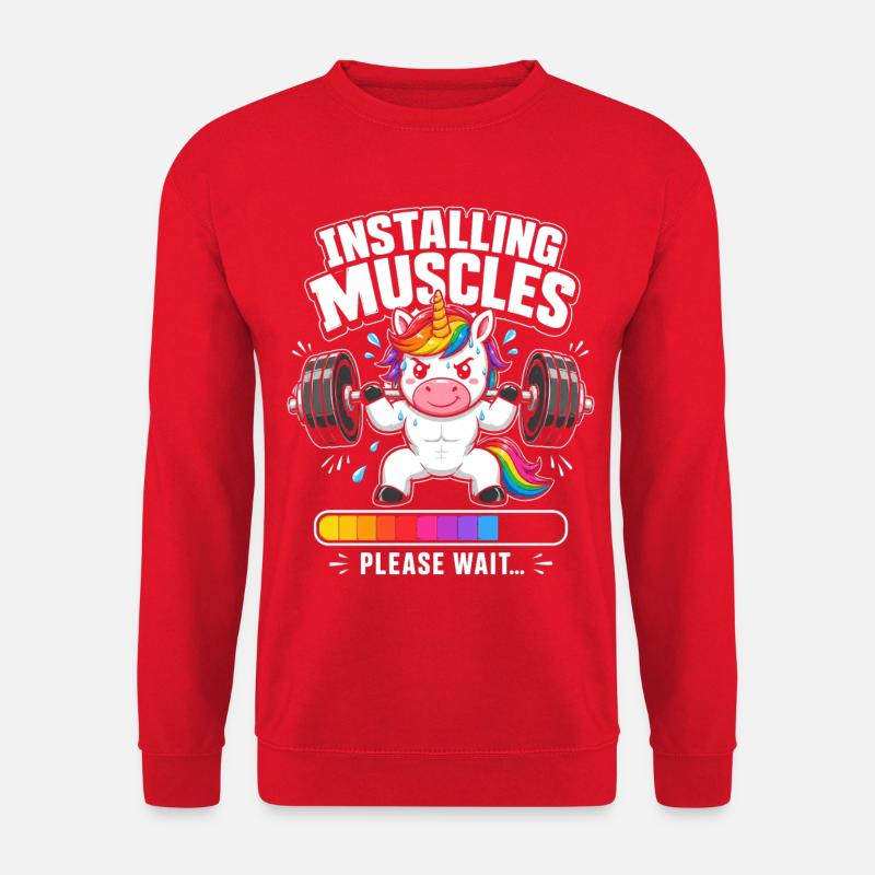 Einhorn Krafttraining – Muskeln installieren - Unisex Pullover - Rot
