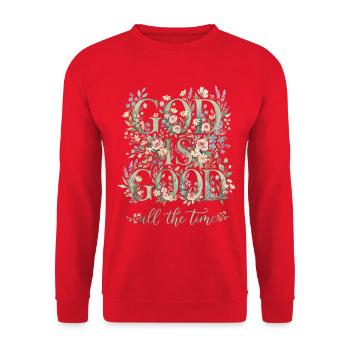 God Is Good All The Time Christian Flowers - Unisex Sweatshirt - red - Front - Alina (178cm) & Michal (187cm)