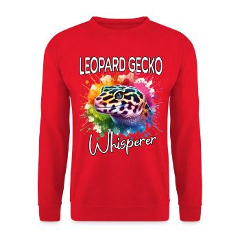 Leopardgecko Flüsterer - Unisex Pullover - Rot - Vorne - Alina (178cm) & Michal (187cm)