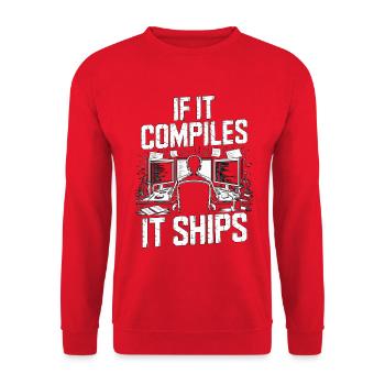 Game Developer If It Compiles It Gaming Programmer - Unisex Sweatshirt - red - Front - Alina (178cm) & Michal (187cm)